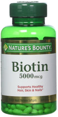 Nature's Bounty Biotin 5000 mcg bottle – front view (pack of 2)