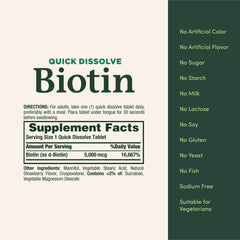 Biotin supplement bottle with hair, skin and nails imagery