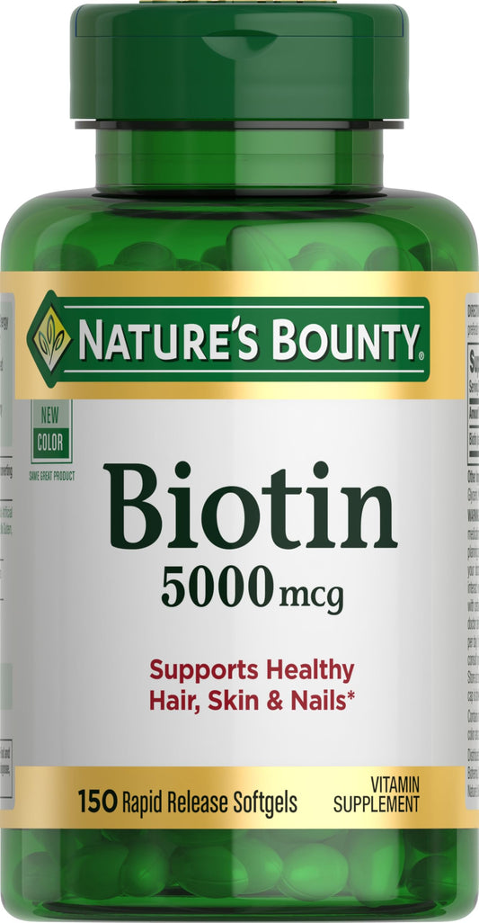 Nature's Bounty Biotin 5000 mcg softgels, 150 count