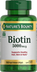 Nature's Bounty Biotin 5000 mcg softgels, 150 count