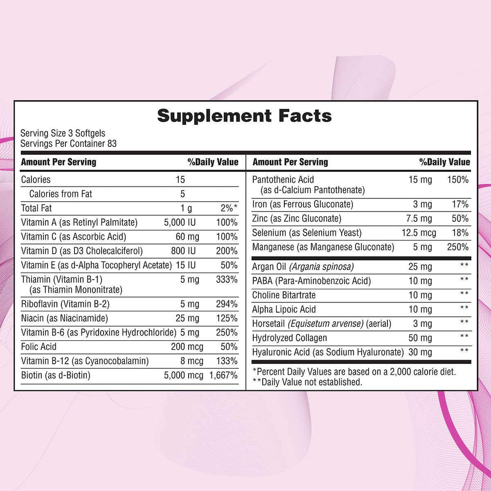 Nature's Bounty Biotin 5000 mcg Hair Skin Nails bottle with label and ingredients