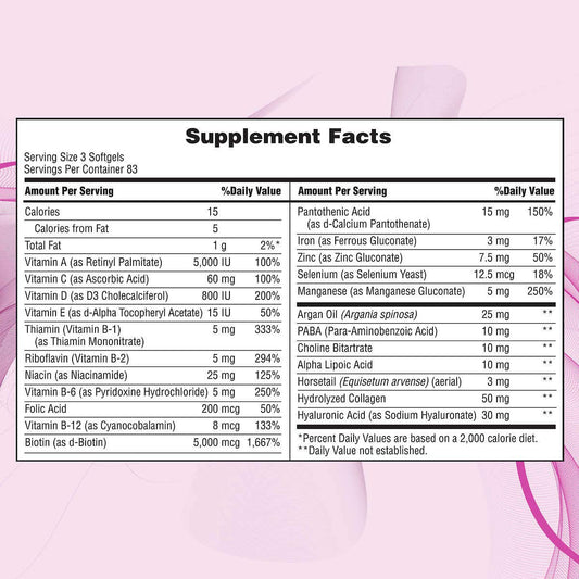 Nature's Bounty Biotin 5000 mcg Hair Skin Nails bottle with label and ingredients