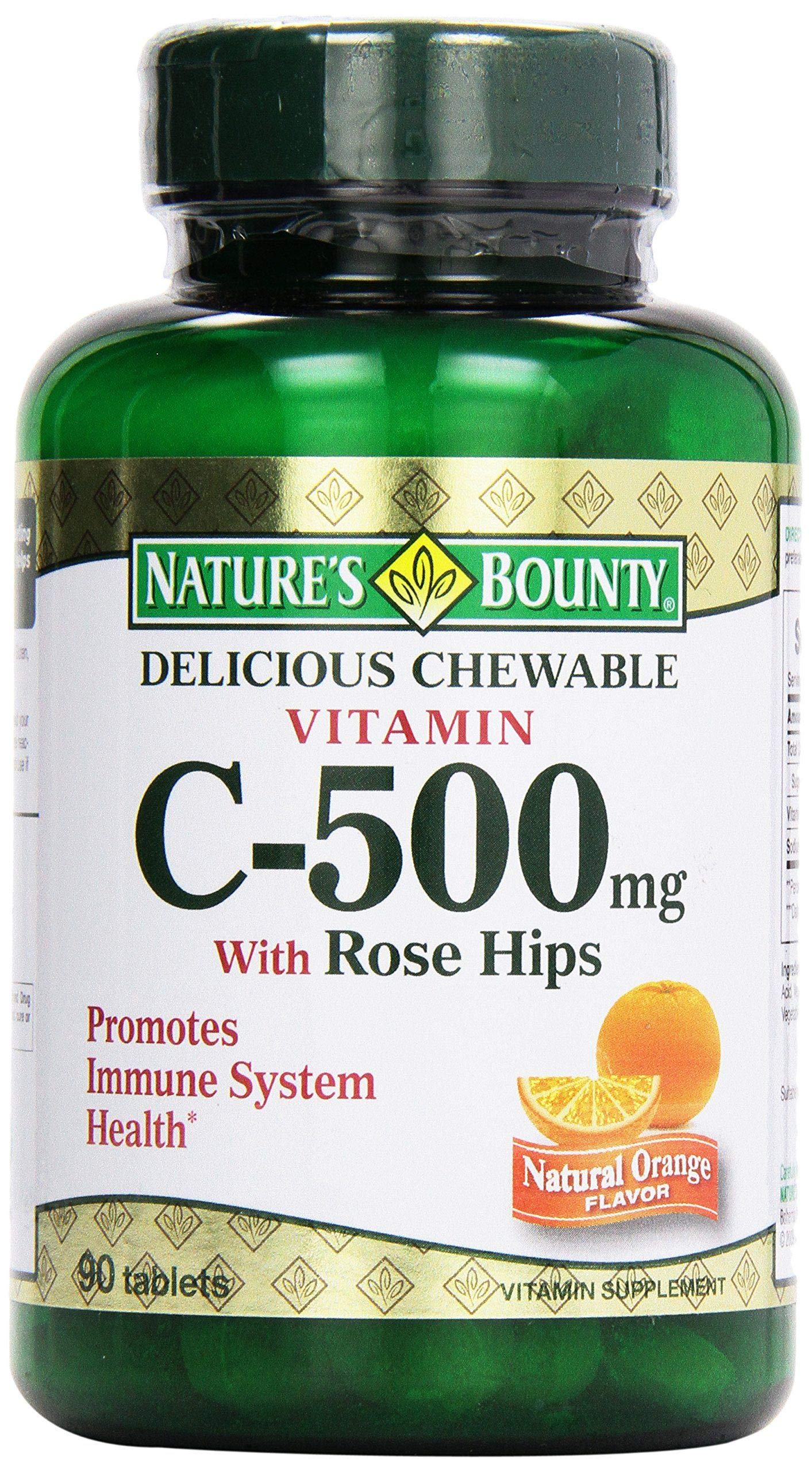 Nature's Bounty C-500 mg chewable tablets with Rose Hips - 90 count, front image