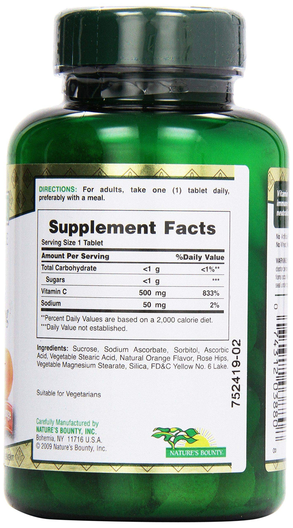 Product packaging for Nature's Bounty C-500 mg Rose Hips 90 count