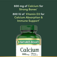 Supplement facts panel for Nature's Bounty calcium with D3