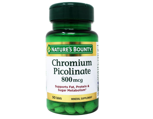 Nature's Bounty Chromium Picolinate 800 mcg tablets bottle front