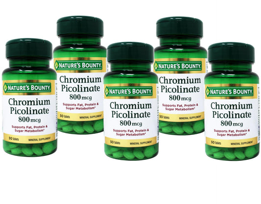 Close-up of Chromium Picolinate 800 mcg label
