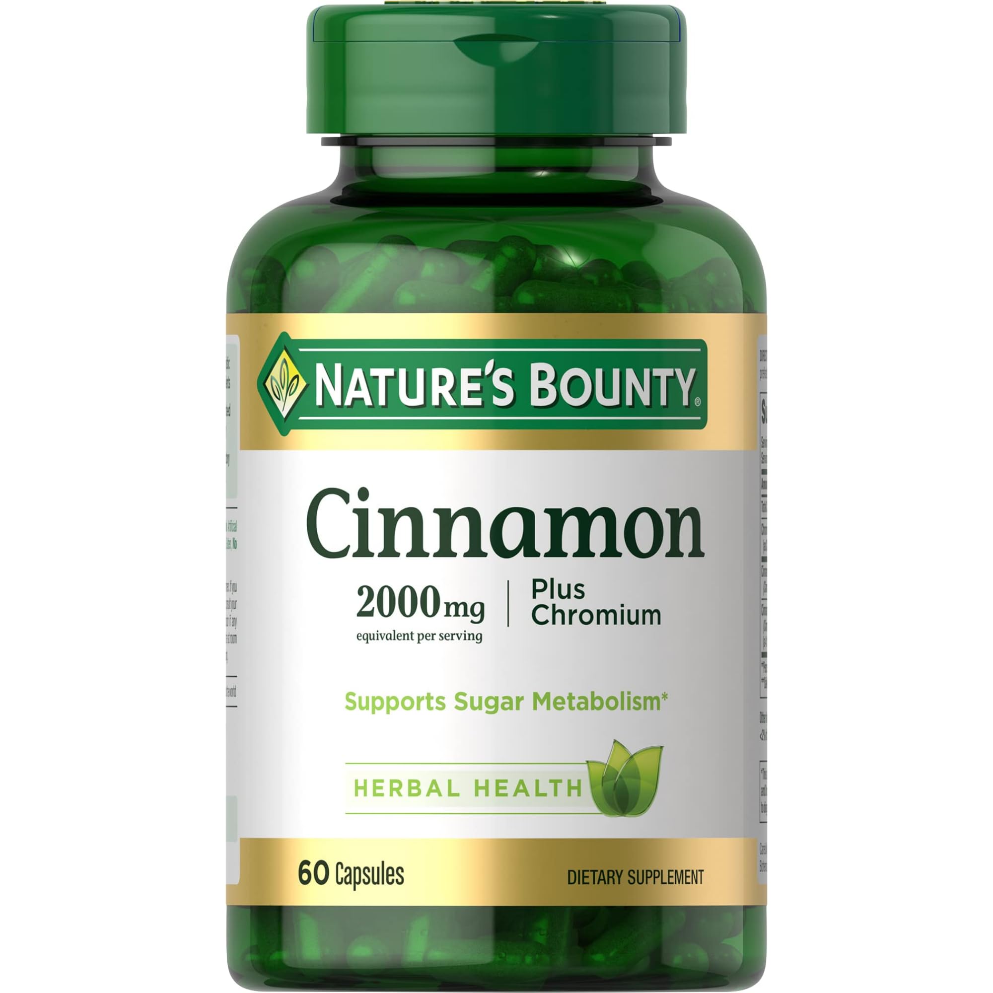 Nature's Bounty Cinnamon 2000 mg Plus Chromium bottle