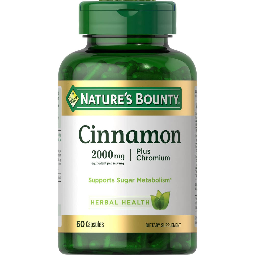 Nature's Bounty Cinnamon 2000 mg Plus Chromium bottle