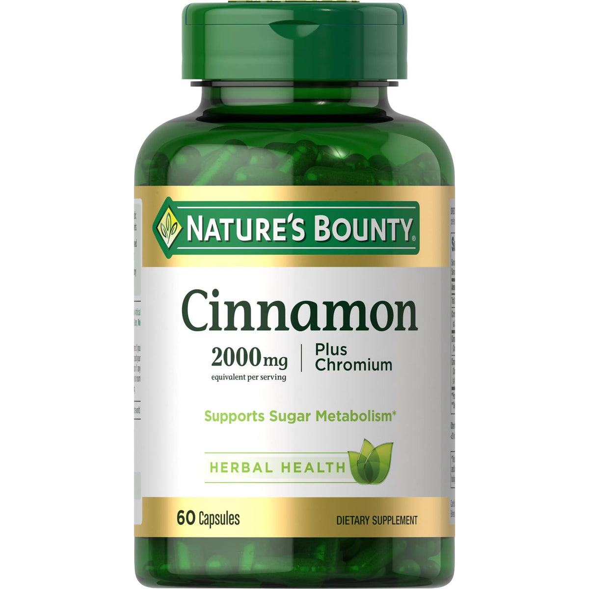 Nature's Bounty Cinnamon 2000 mg Plus Chromium bottle