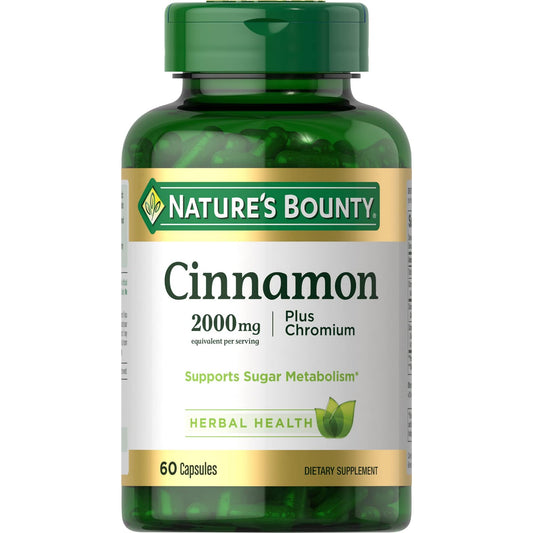 Nature's Bounty Cinnamon 2000 mg Plus Chromium bottle