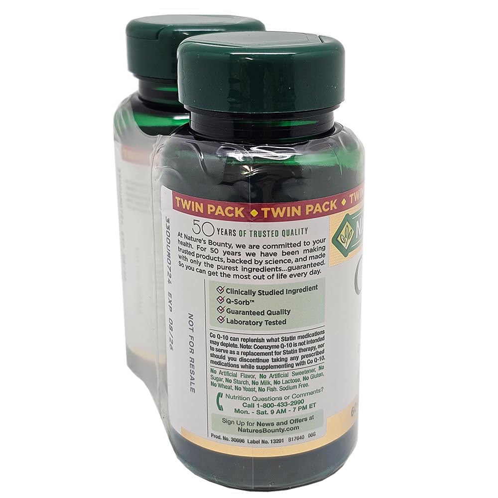 Nature's Bounty CoQ10 twin pack packaging and bottles