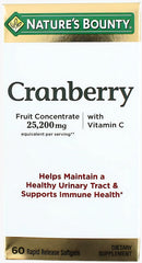 Nature's Bounty Cranberry Dietary Supplement packaging with 60 softgels