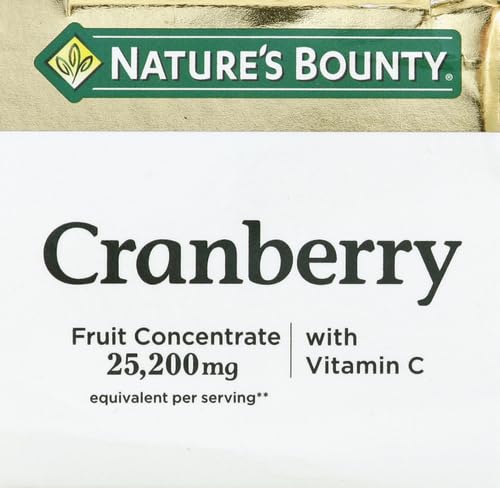 Product label for Nature's Bounty Cranberry Dietary Supplement