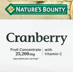 Product label for Nature's Bounty Cranberry Dietary Supplement