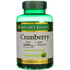 Herbal supplement information graphic emphasizing cranberry and Vitamin C