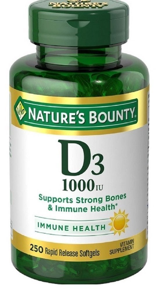 Nature's Bounty Vitamin D3 1000 IU Rapid Release Softgels bottle, 250 count (pack of 2) - image 1