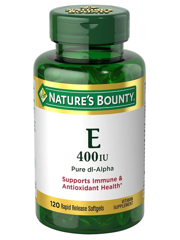 Bottle of Nature's Bounty Vitamin E 400 IU softgels