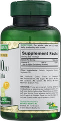 Vitamin E 400 IU label and non-GMO claim on bottle