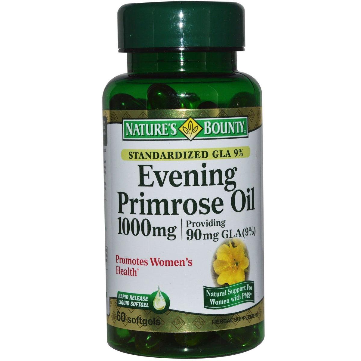 Nature's Bounty Evening Primrose Oil 1000 mg Softgels Pack of 2 (60 softgels per bottle)