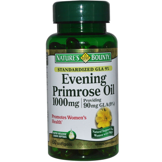 Nature's Bounty Evening Primrose Oil 1000 mg Softgels Pack of 2 (60 softgels per bottle)
