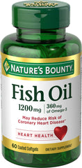 Bottle of Nature's Bounty Fish Oil 1200 mg omega-3 softgels