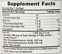 Close-up of Nature's Bounty Fish Oil 1400 mg softgels