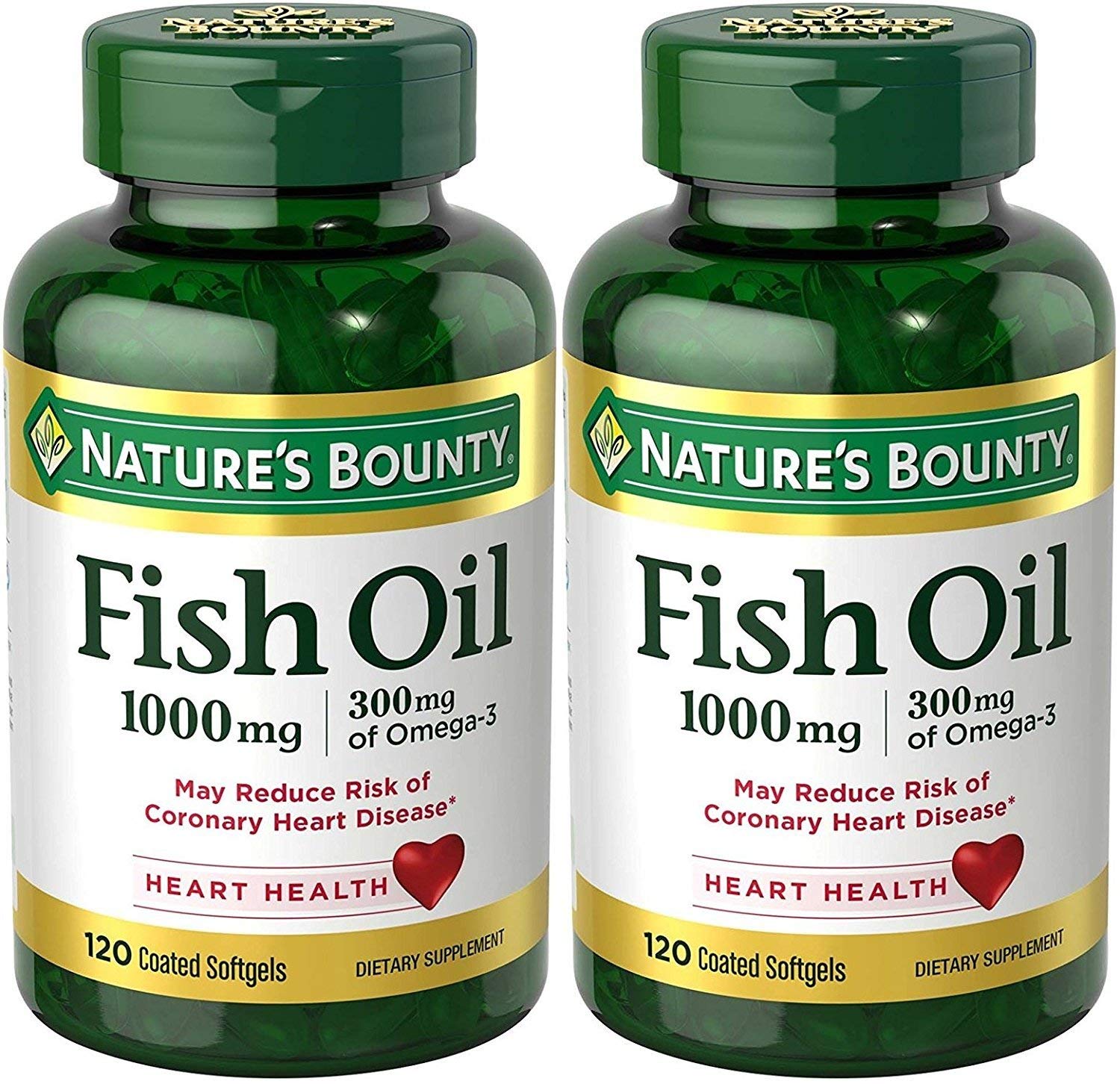 Nature's Bounty Fish Oil Odorless 1000 mg - 240 Softgels (2 x 120-count Bottles)