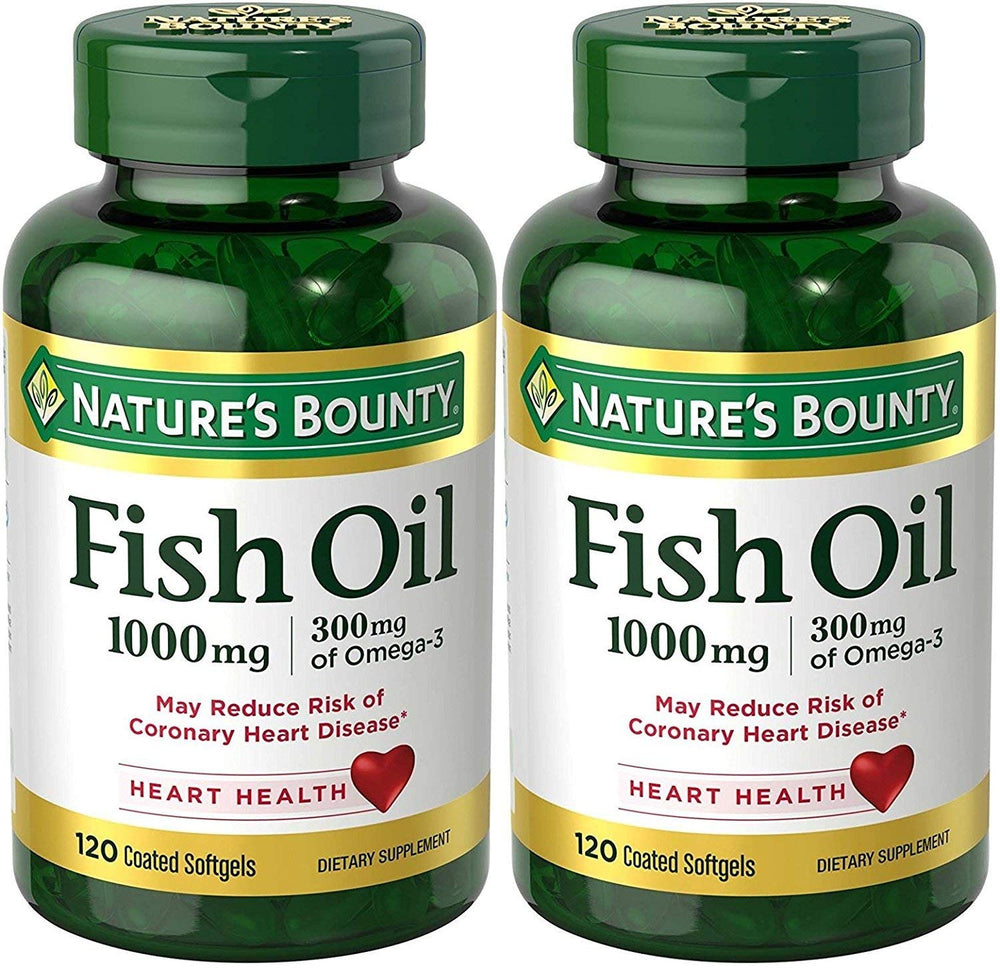 Nature's Bounty Fish Oil Odorless 1000 mg - 240 Softgels (2 x 120-count Bottles)