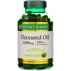 Bottle of Nature's Bounty Flaxseed Oil 1200 mg softgels
