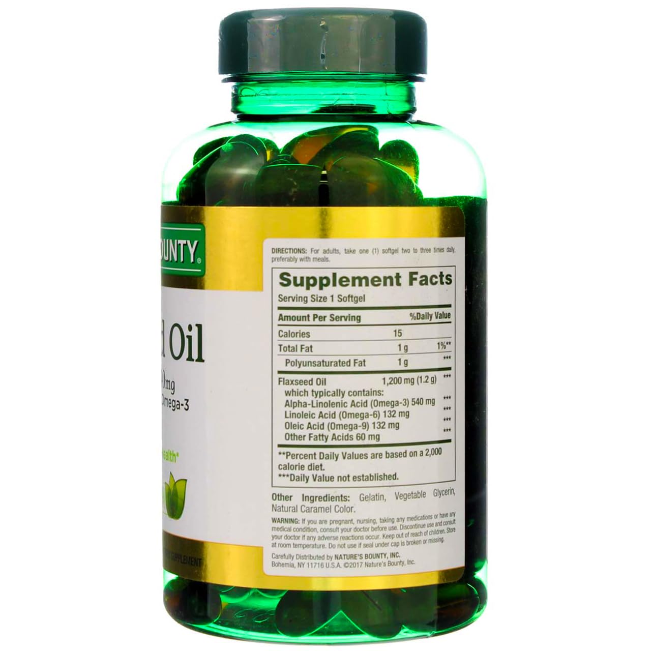 Softgels labeled 1200 mg with bottle
