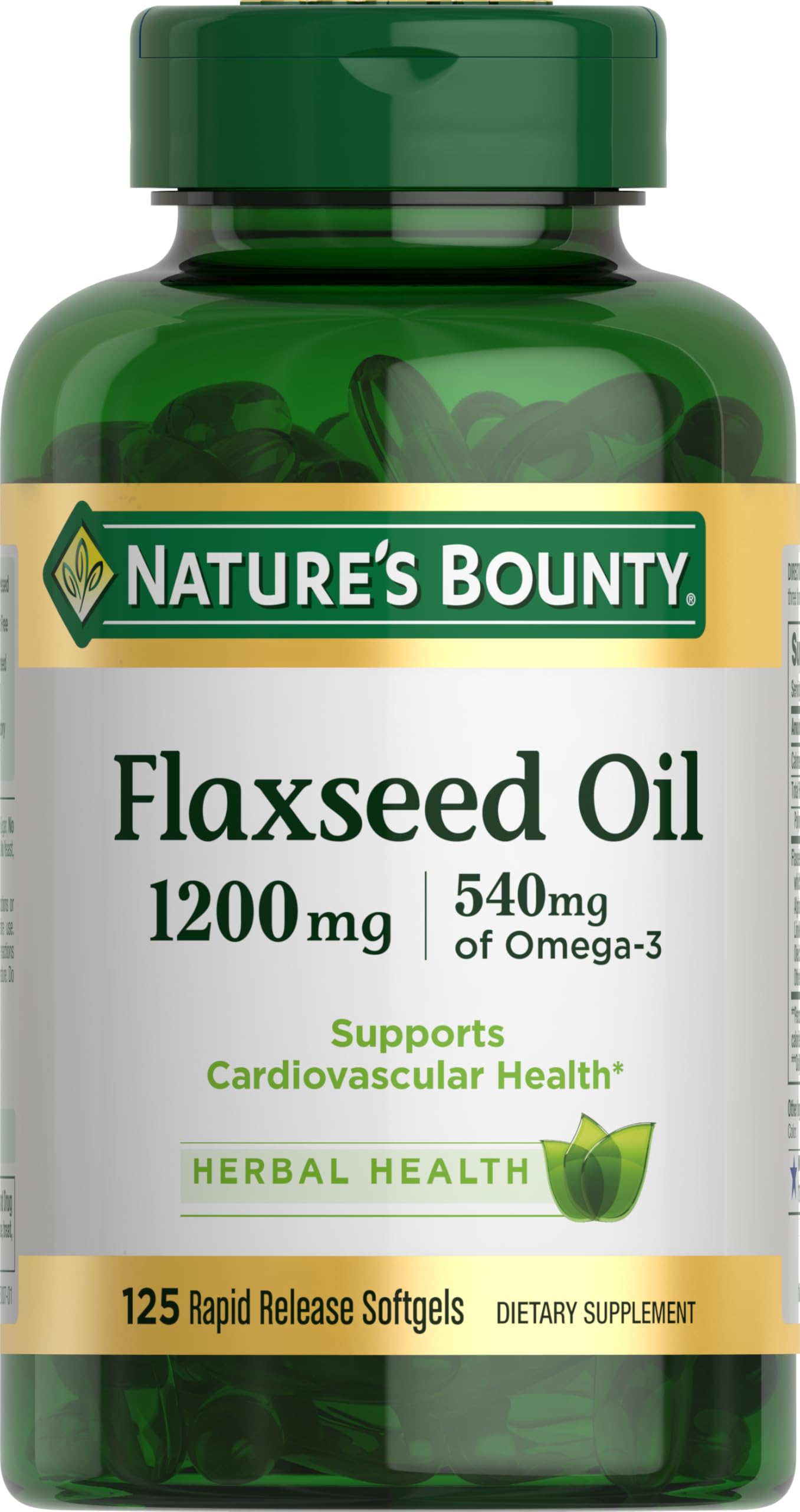 Nature's Bounty flaxseed oil softgels bottle front view