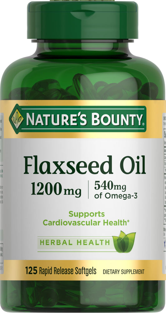 Nature's Bounty flaxseed oil softgels bottle front view