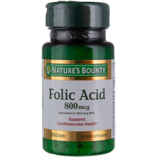 Nature's Bounty Folic Acid 800 mcg 250-count bottle