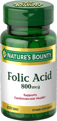 Graphic illustrating folic acid benefits: heart health, cell growth, energy metabolism