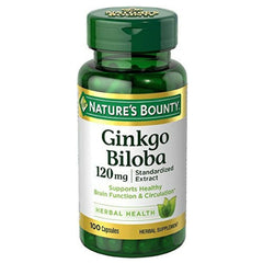 Nature's Bounty Ginkgo Biloba 120mg bottle with 100 capsules, pack of 4