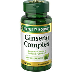 Nature's Bounty Ginseng Complex Herbal Health Capsules - 75 capsules per bottle, pack of 3