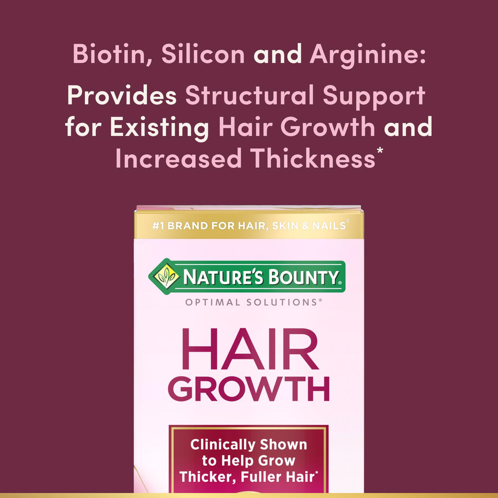 One-per-day hair growth supplement bottle and capsules