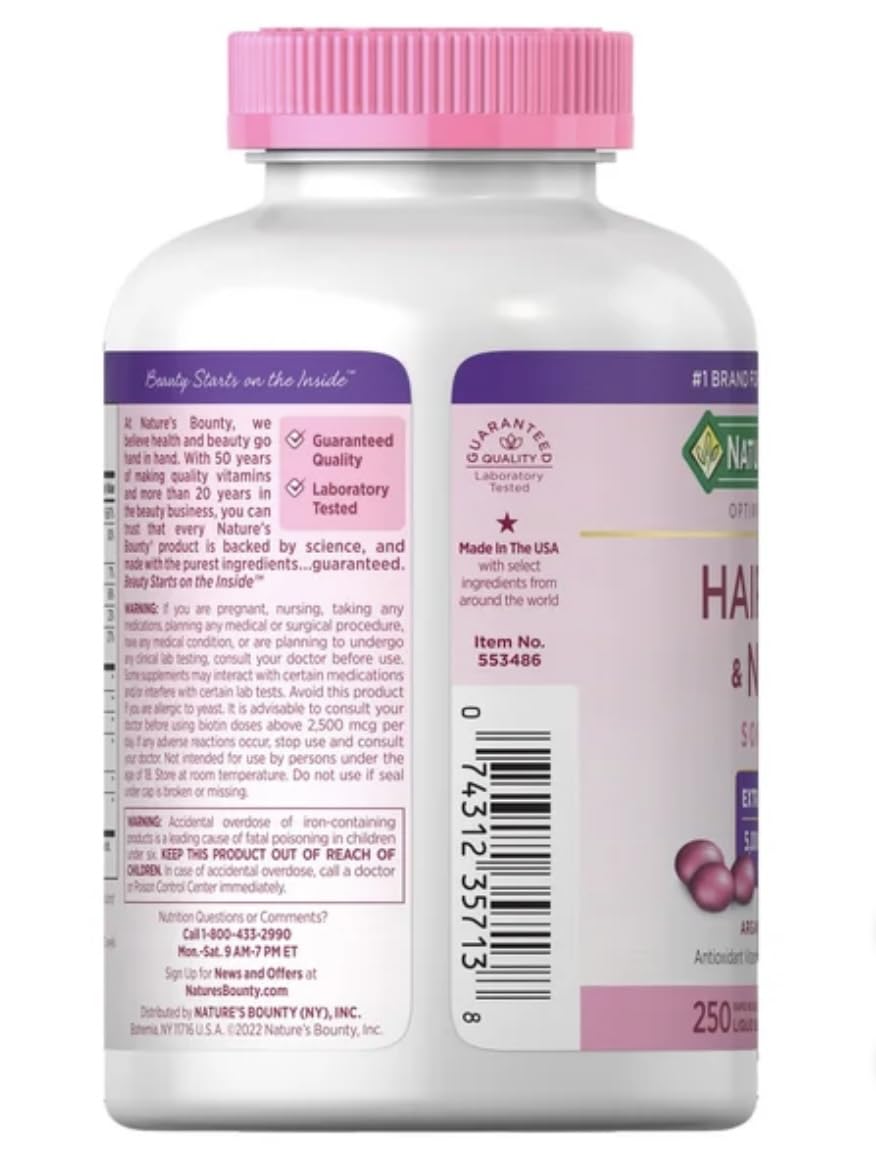 Two Nature's Bounty Hair, Skin & Nails 250 Softgels bottles in a 2-pack