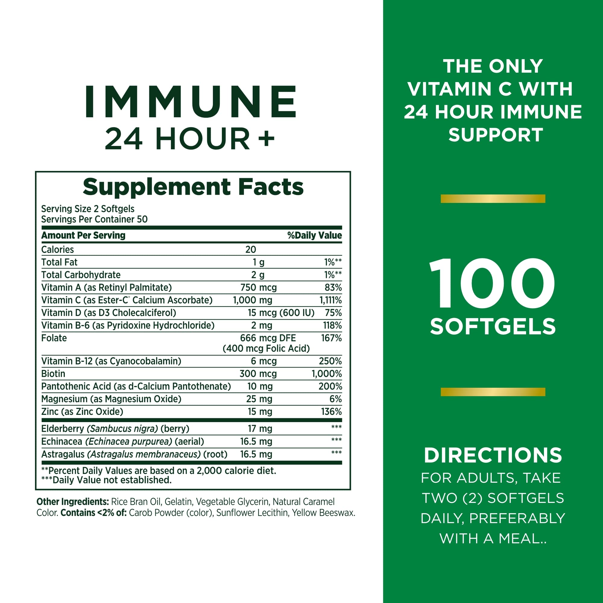 Nature's Bounty Immune 24 Hour+ bottle front view