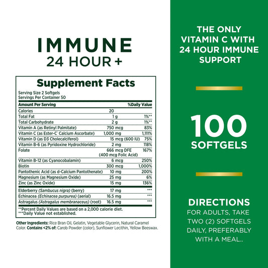 Nature's Bounty Immune 24 Hour+ bottle front view