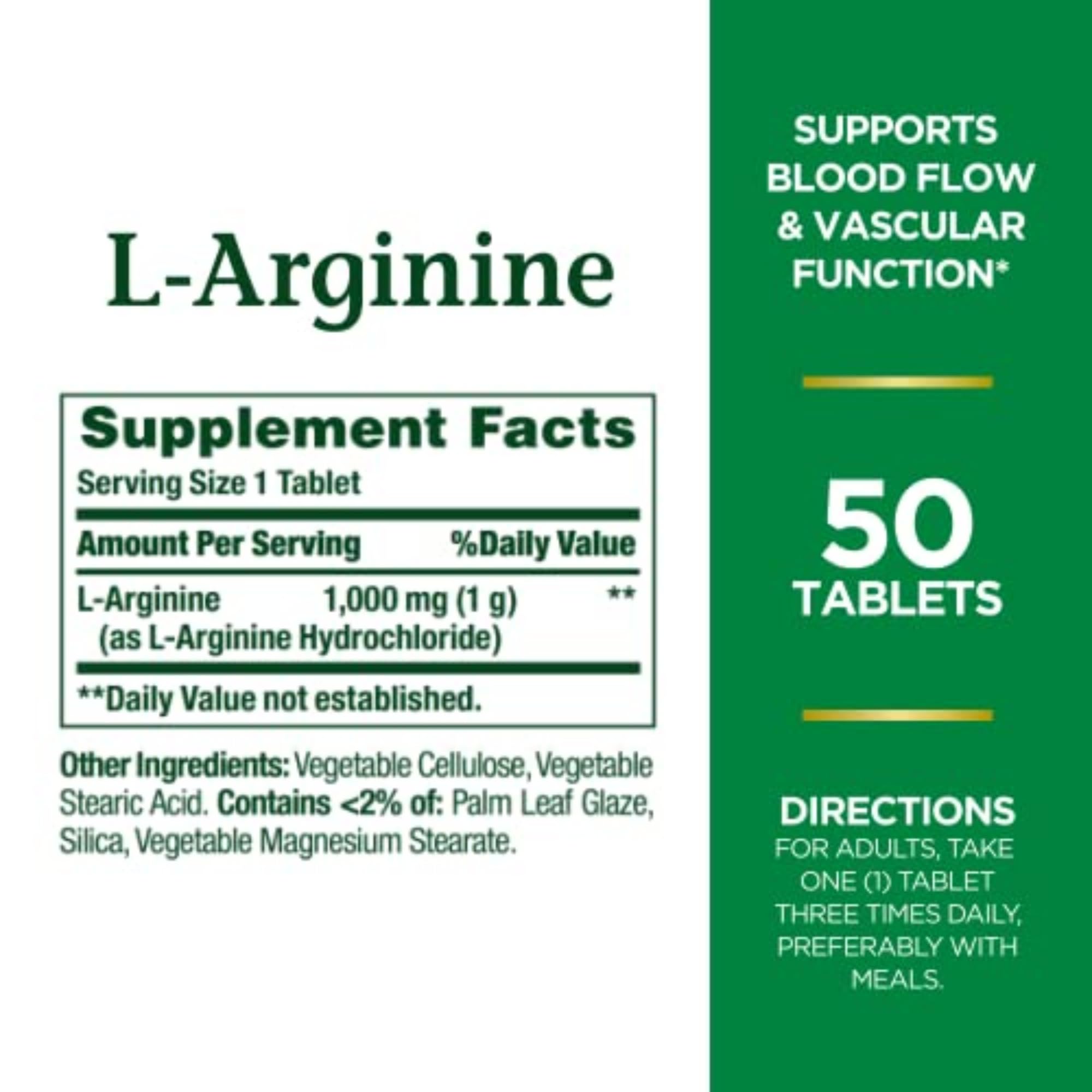 L-Arginine 1000mg tablets close-up