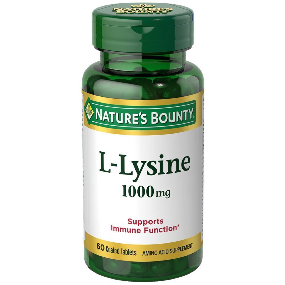 Nature's Bounty L-Lysine 1000 mg tablets, 60 count, pack of 2 – vegetarian, immune support, skin and lips