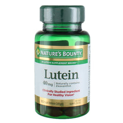 Nature's Bounty Lutein 40 mg softgels bottle supports eye health for adults.