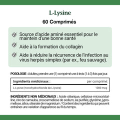 Nature's Bounty L-Lysine 1000 mg label