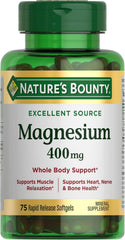 Nature's Bounty Magnesium 400 mg Softgels bottle label