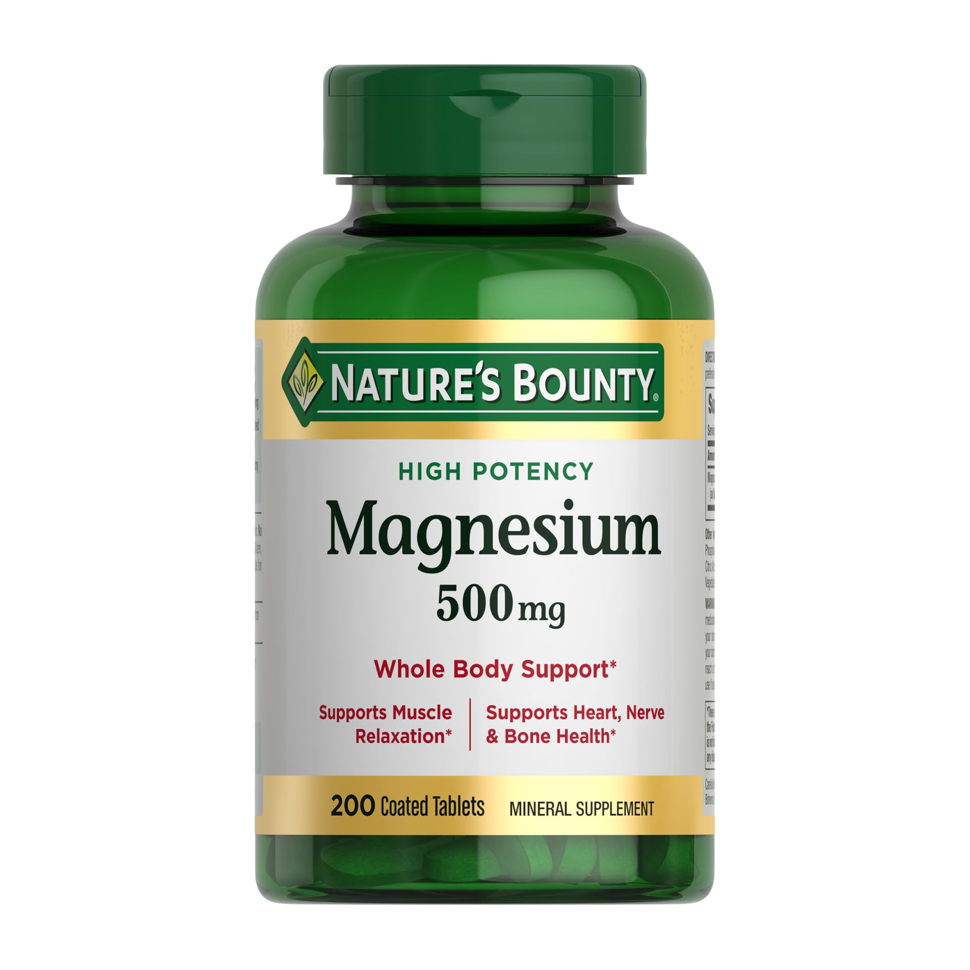 Nature's Bounty Magnesium 500 mg tablets bottle