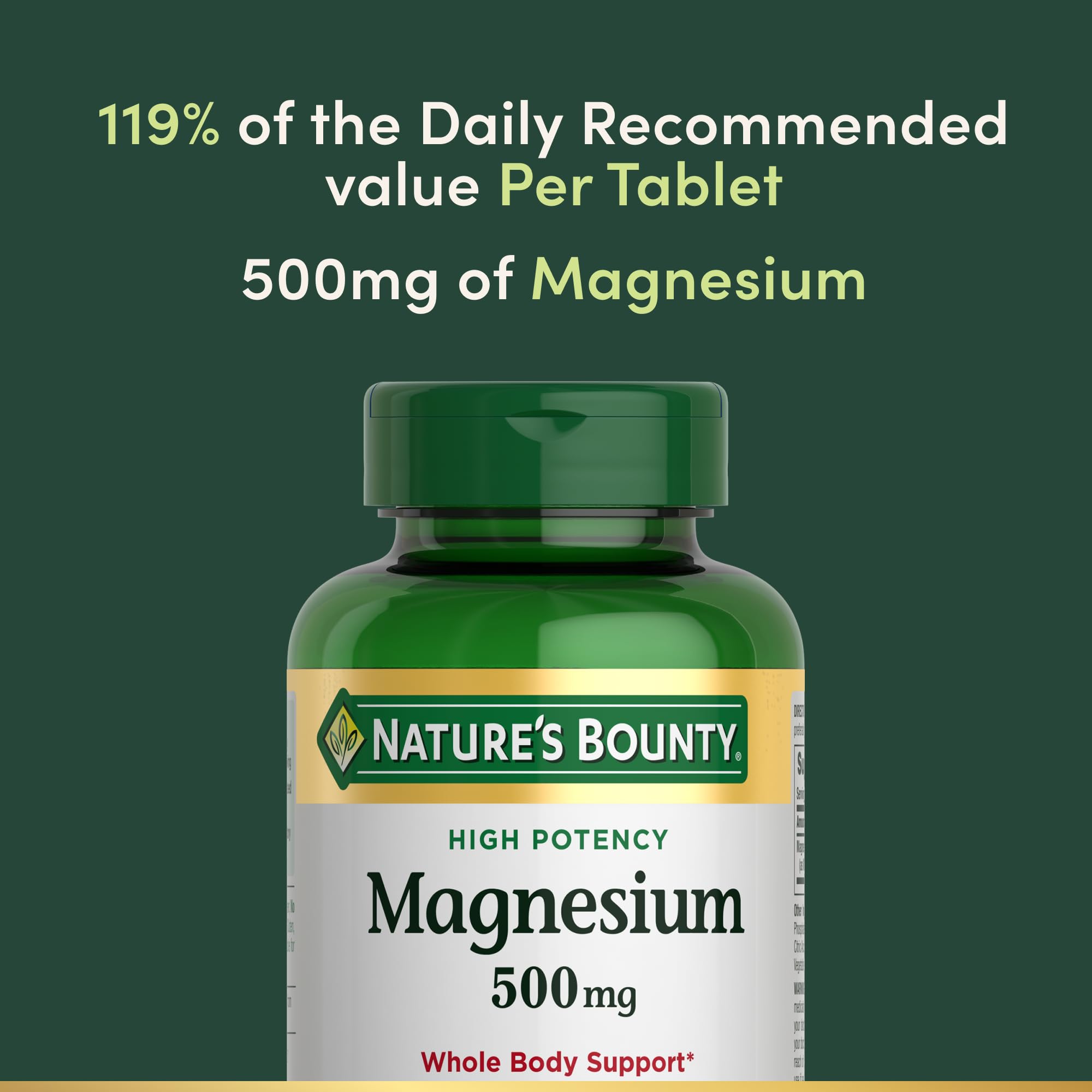 Supplement facts panel for Nature's Bounty magnesium