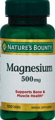 Nature's Bounty Magnesium 500 mg bottle with cap