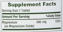 Supplement facts and ingredients on bottle label